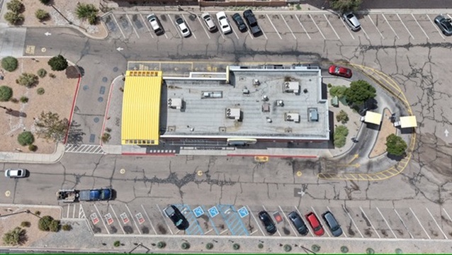 Top-down aerial view used for a detailed roof inspection